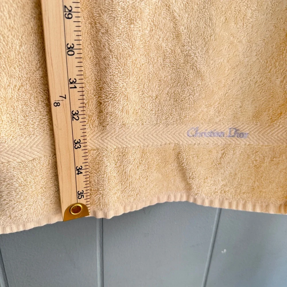 Vtg Christian Dior Linge de Maison Guest Towel‎ Set 2 Buttercream Yellow Cotton
